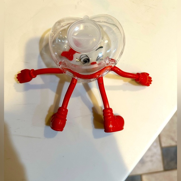 VTG VALENTINE HEART SHAPED MAN BENDY CANDY CONTAINER 7”x5.5”x2” RED BLACK LOVE - Picture 7 of 8